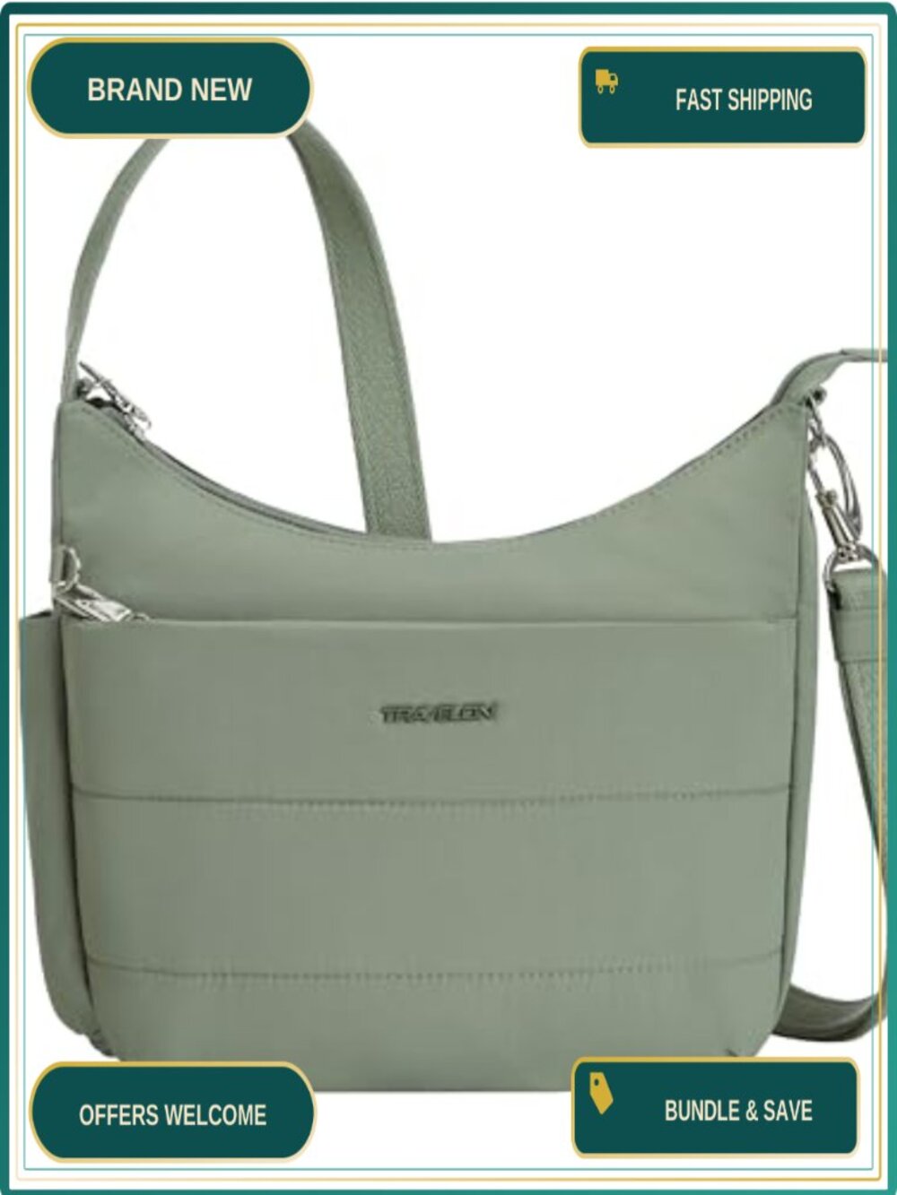 Travelon Anti-Theft Roam Medium Crossbody Nylon RFID Travel Bag